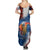 Liberia Elephant Power of Tradition Summer Maxi Dress with Tribal Red Blue Splash Pattern