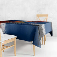 Liberia Elephant Power of Tradition Tablecloth with Tribal Red Blue Splash Pattern