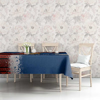 Liberia Elephant Power of Tradition Tablecloth with Tribal Red Blue Splash Pattern