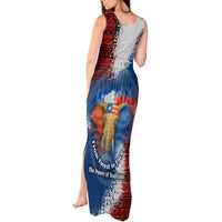 Liberia Elephant Power of Tradition Tank Maxi Dress with Tribal Red Blue Splash Pattern