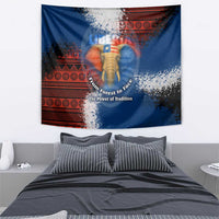 Liberia Elephant Power of Tradition Tapestry with Tribal Red Blue Splash Pattern