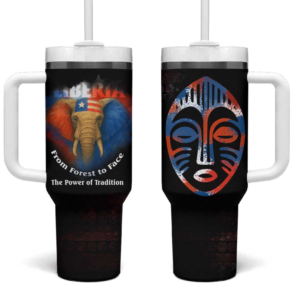 Liberia Elephant Power of Tradition Tumbler With Handle with Tribal Red Blue Splash Pattern