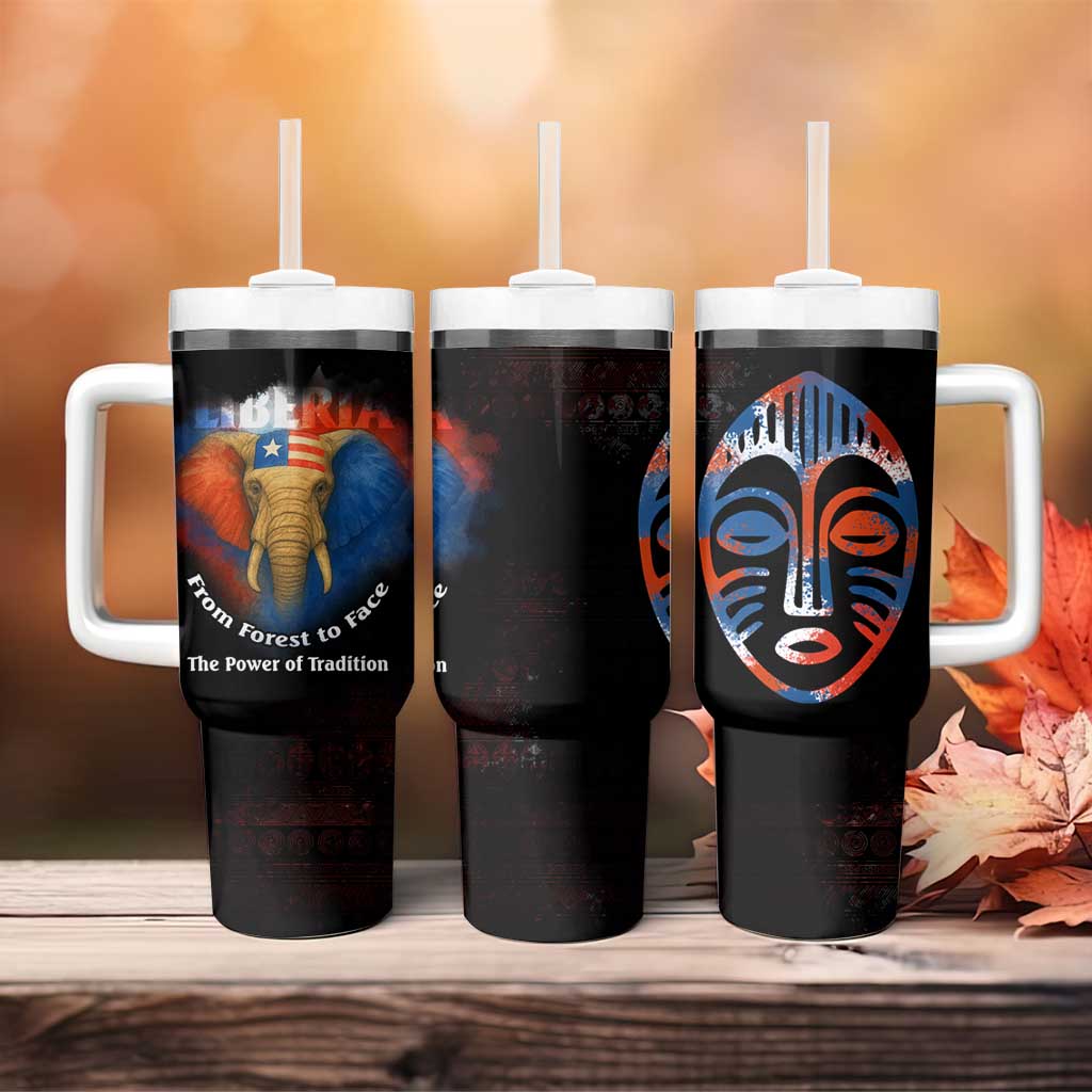 Liberia Elephant Power of Tradition Tumbler With Handle with Tribal Red Blue Splash Pattern