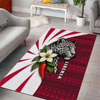 Liberia Area Rug with Leopard Head, White Lily, and Red Chili Tribal Design - Wonder Print Shop