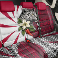 Liberia Back Car Seat Cover with Leopard Head, White Lily, and Red Chili Tribal Design - Wonder Print Shop