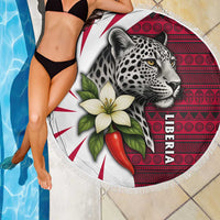 Liberia Beach Blanket with Leopard Head, White Lily, and Red Chili Tribal Design - Wonder Print Shop