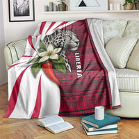 Liberia Blanket with Leopard Head, White Lily, and Red Chili Tribal Design - Wonder Print Shop