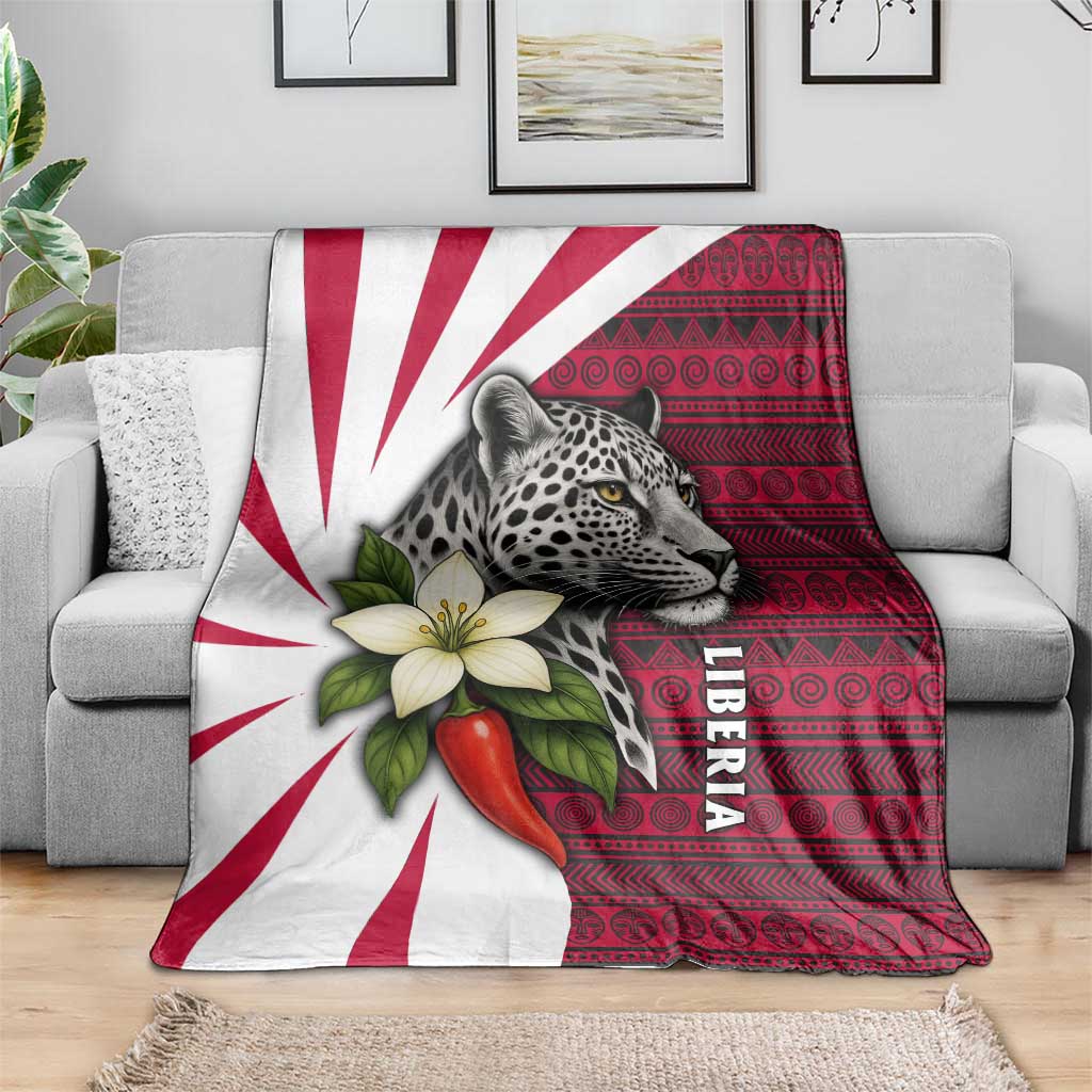 Liberia Blanket with Leopard Head, White Lily, and Red Chili Tribal Design - Wonder Print Shop