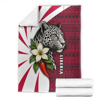 Liberia Blanket with Leopard Head, White Lily, and Red Chili Tribal Design - Wonder Print Shop