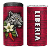 Liberia 4 in 1 Can Cooler Tumbler with Leopard Head, White Lily, and Red Chili Tribal Design - Wonder Print Shop