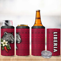 Liberia 4 in 1 Can Cooler Tumbler with Leopard Head, White Lily, and Red Chili Tribal Design - Wonder Print Shop