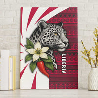 Liberia Canvas Wall Art with Leopard Head, White Lily, and Red Chili Tribal Design - Wonder Print Shop