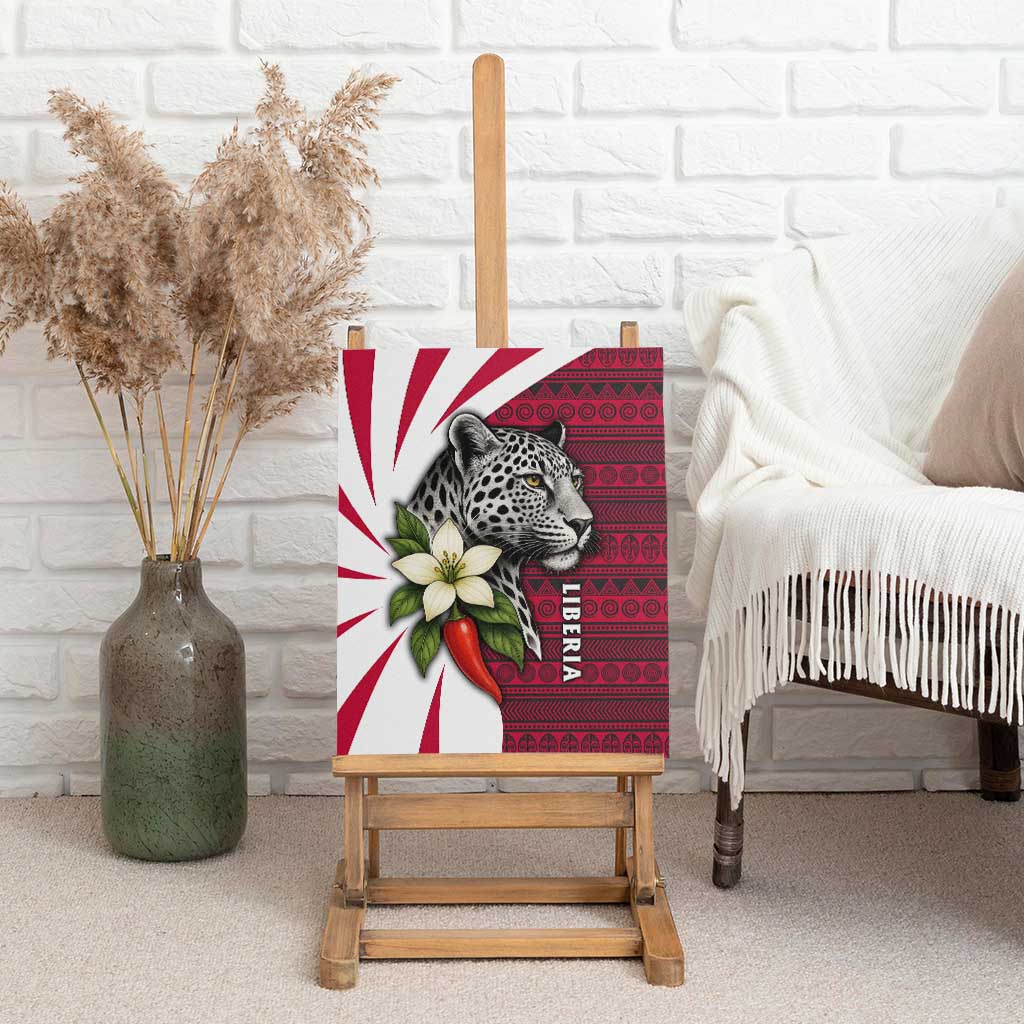 Liberia Canvas Wall Art with Leopard Head, White Lily, and Red Chili Tribal Design - Wonder Print Shop