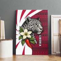Liberia Canvas Wall Art with Leopard Head, White Lily, and Red Chili Tribal Design - Wonder Print Shop