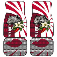 Liberia Car Mats with Leopard Head, White Lily, and Red Chili Tribal Design - Wonder Print Shop