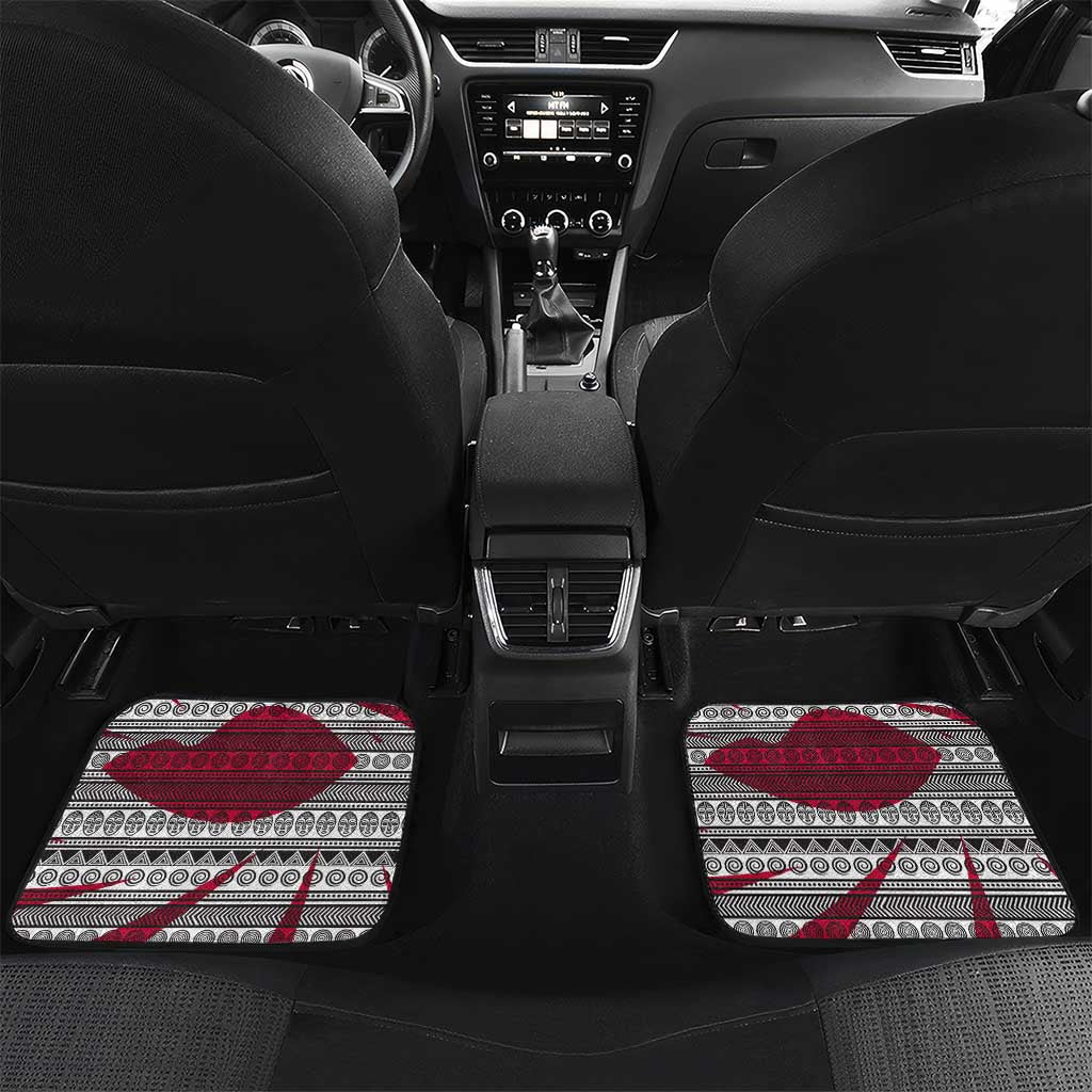 Liberia Car Mats with Leopard Head, White Lily, and Red Chili Tribal Design - Wonder Print Shop