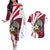 Liberia Couples Matching Off The Shoulder Long Sleeve Dress and Hawaiian Shirt with Leopard Head, White Lily, and Red Chili Tribal Design - Wonder Print Shop