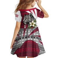 Liberia Family Matching Long Sleeve Bodycon Dress and Hawaiian Shirt with Leopard Head, White Lily, and Red Chili Tribal Design - Wonder Print Shop