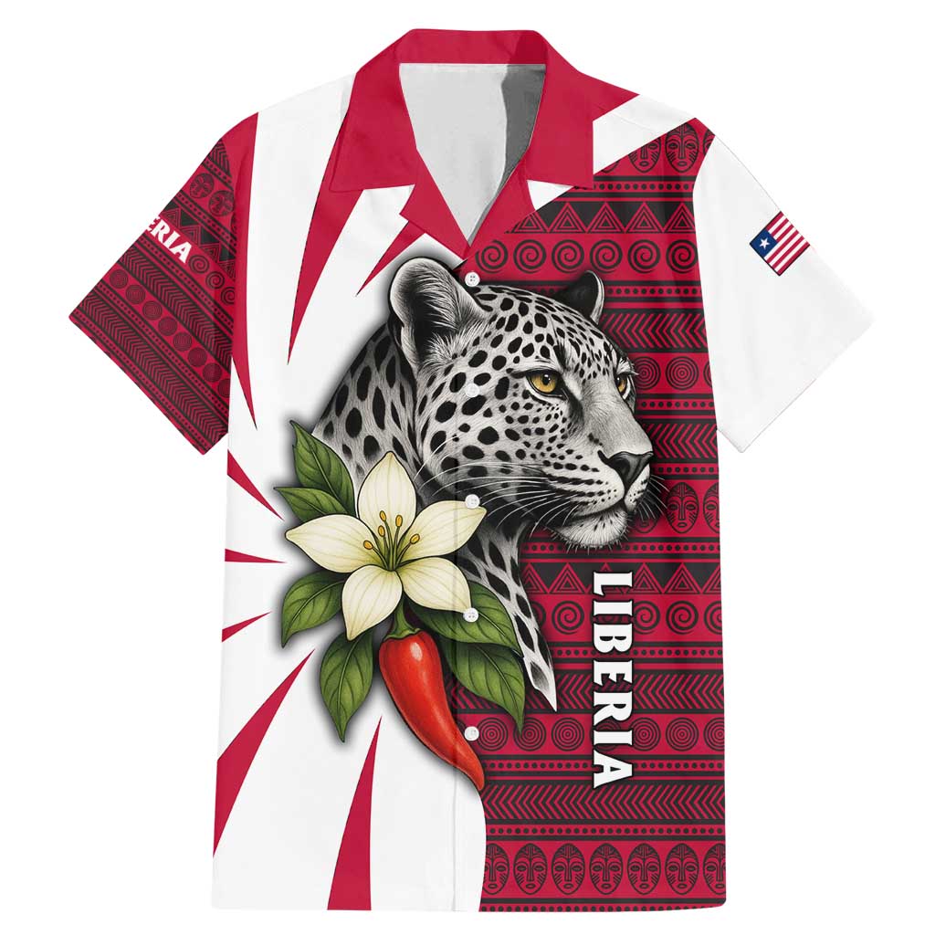 Liberia Family Matching Mermaid Dress and Hawaiian Shirt with Leopard Head, White Lily, and Red Chili Tribal Design - Wonder Print Shop