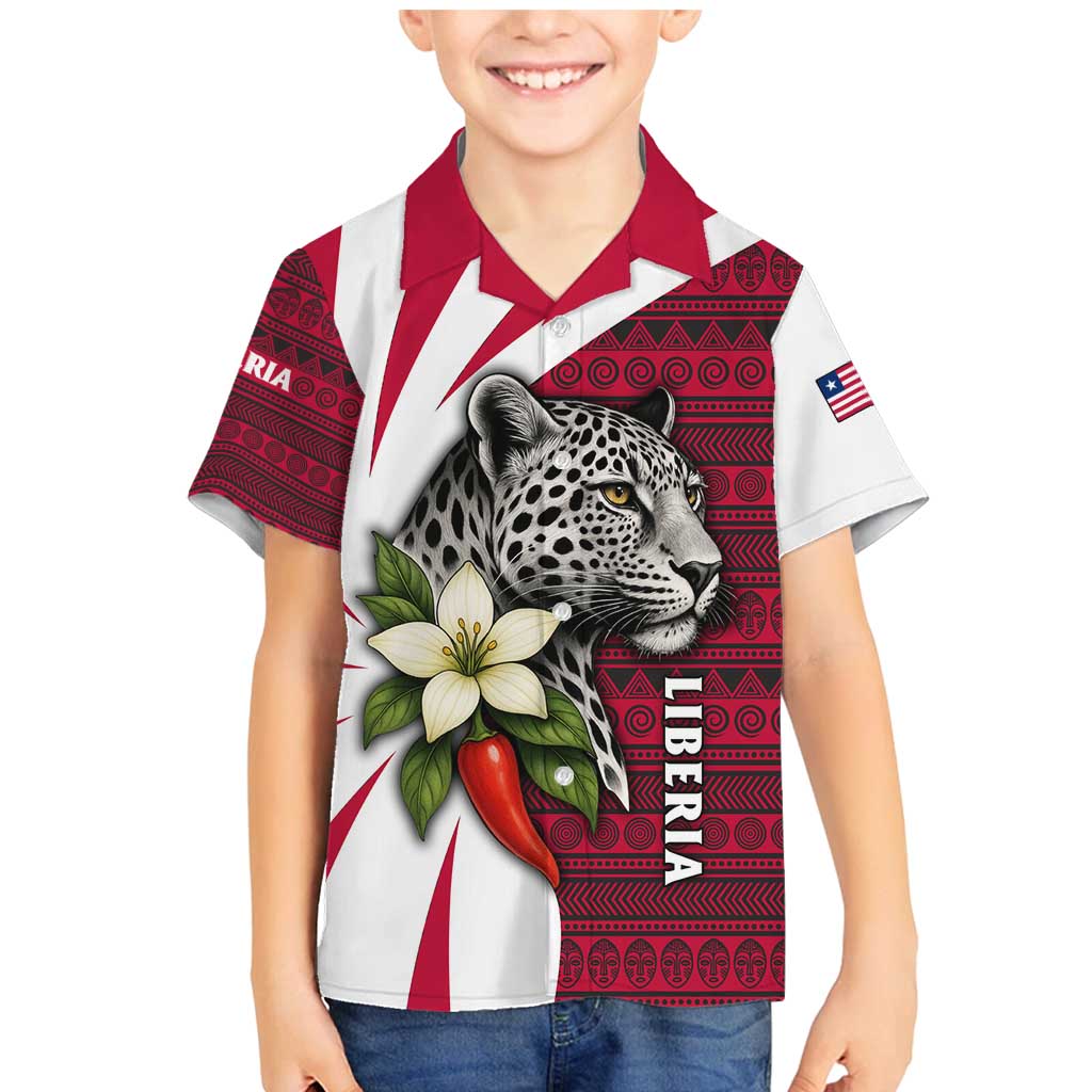 Liberia Family Matching Mermaid Dress and Hawaiian Shirt with Leopard Head, White Lily, and Red Chili Tribal Design - Wonder Print Shop