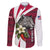 Liberia Family Matching Off The Shoulder Long Sleeve Dress and Hawaiian Shirt with Leopard Head, White Lily, and Red Chili Tribal Design - Wonder Print Shop
