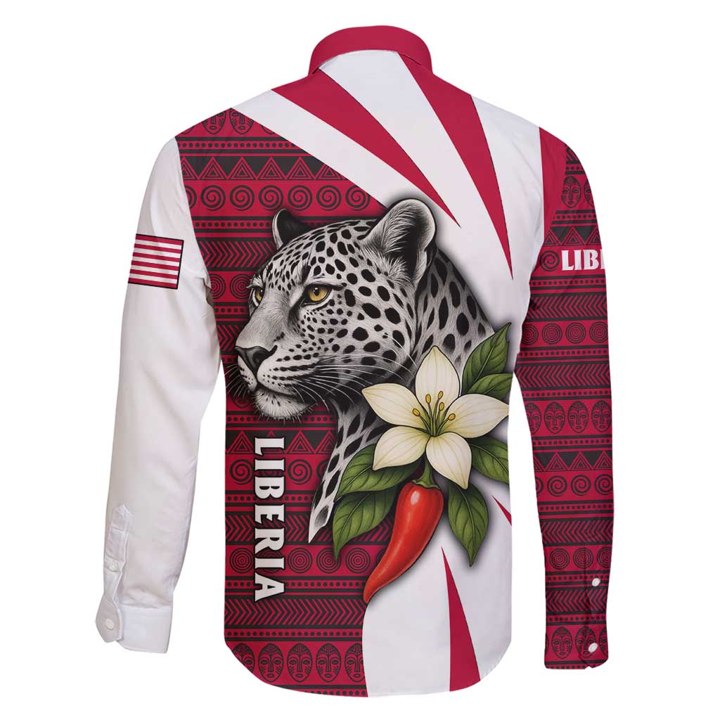 Liberia Family Matching Off Shoulder Short Dress and Hawaiian Shirt with Leopard Head, White Lily, and Red Chili Tribal Design - Wonder Print Shop
