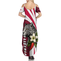 Liberia Family Matching Summer Maxi Dress and Hawaiian Shirt with Leopard Head, White Lily, and Red Chili Tribal Design - Wonder Print Shop