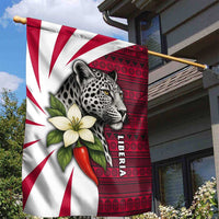 Liberia Garden Flag with Leopard Head, White Lily, and Red Chili Tribal Design - Wonder Print Shop
