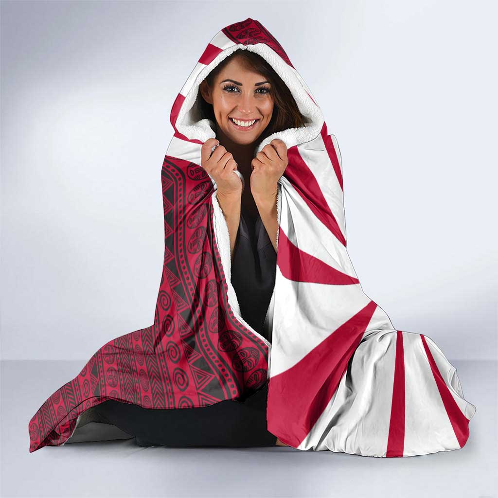 Liberia Hooded Blanket with Leopard Head, White Lily, and Red Chili Tribal Design - Wonder Print Shop