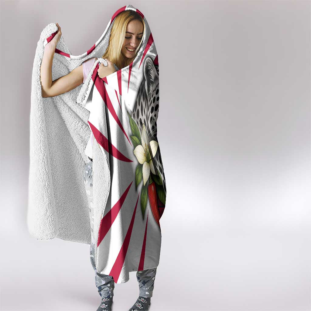 Liberia Hooded Blanket with Leopard Head, White Lily, and Red Chili Tribal Design - Wonder Print Shop