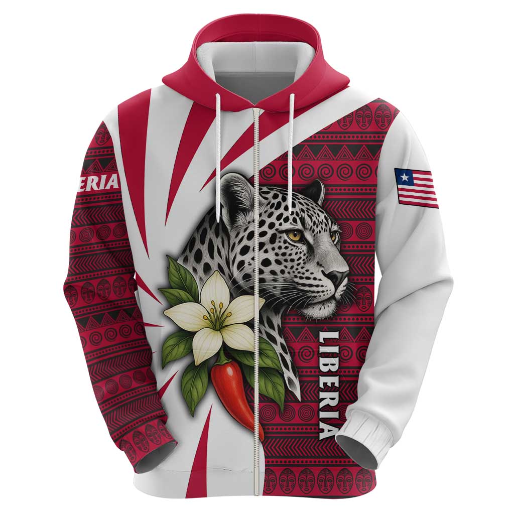 Liberia Hoodie with Leopard Head, White Lily, and Red Chili Tribal Design - Wonder Print Shop