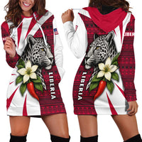Liberia Hoodie Dress with Leopard Head, White Lily, and Red Chili Tribal Design - Wonder Print Shop
