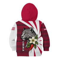 Liberia Kid Hoodie with Leopard Head, White Lily, and Red Chili Tribal Design - Wonder Print Shop