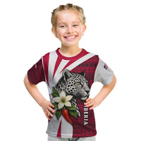 Liberia Kid T Shirt with Leopard Head, White Lily, and Red Chili Tribal Design - Wonder Print Shop