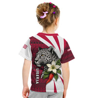 Liberia Kid T Shirt with Leopard Head, White Lily, and Red Chili Tribal Design - Wonder Print Shop