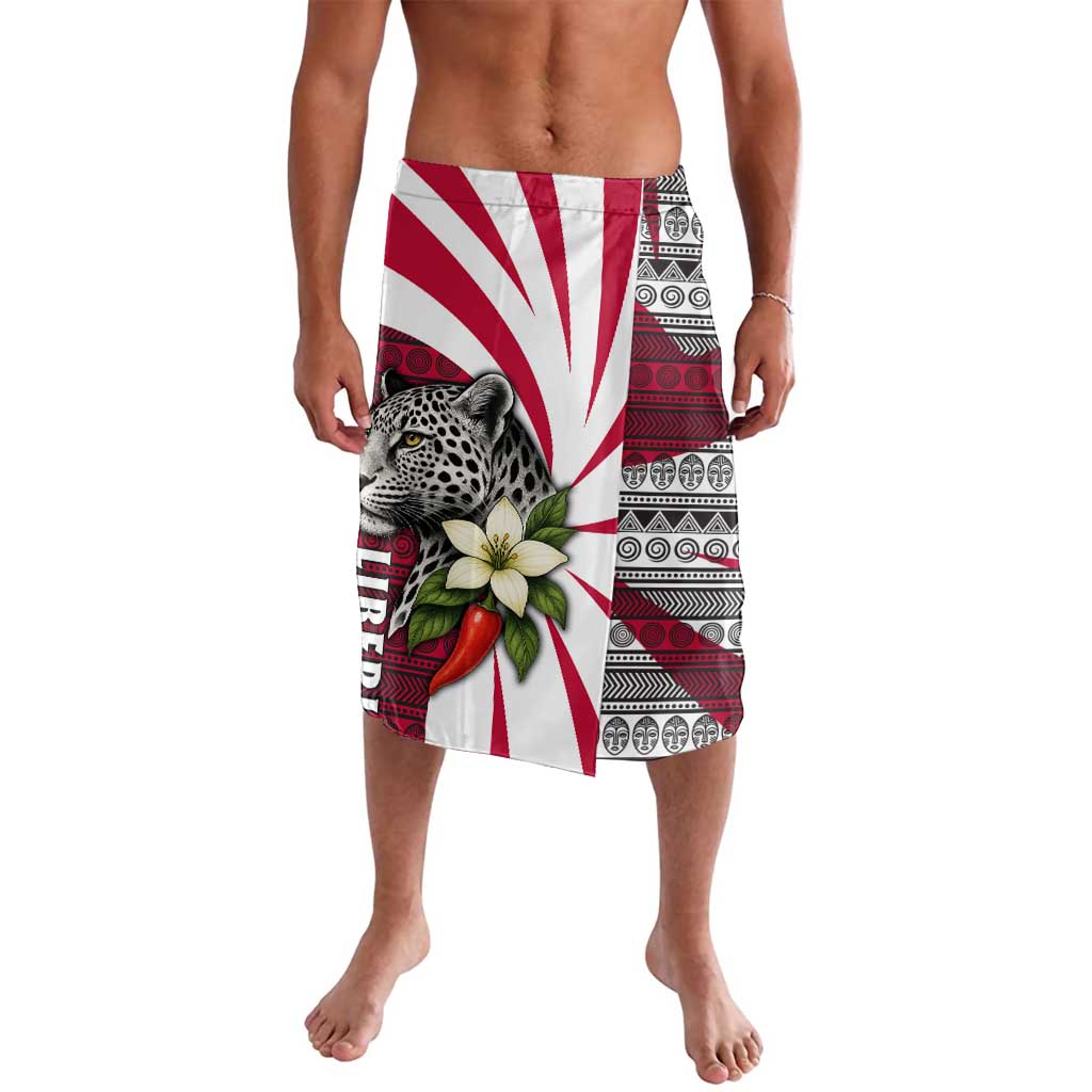 Liberia Lavalava with Leopard Head, White Lily, and Red Chili Tribal Design - Wonder Print Shop