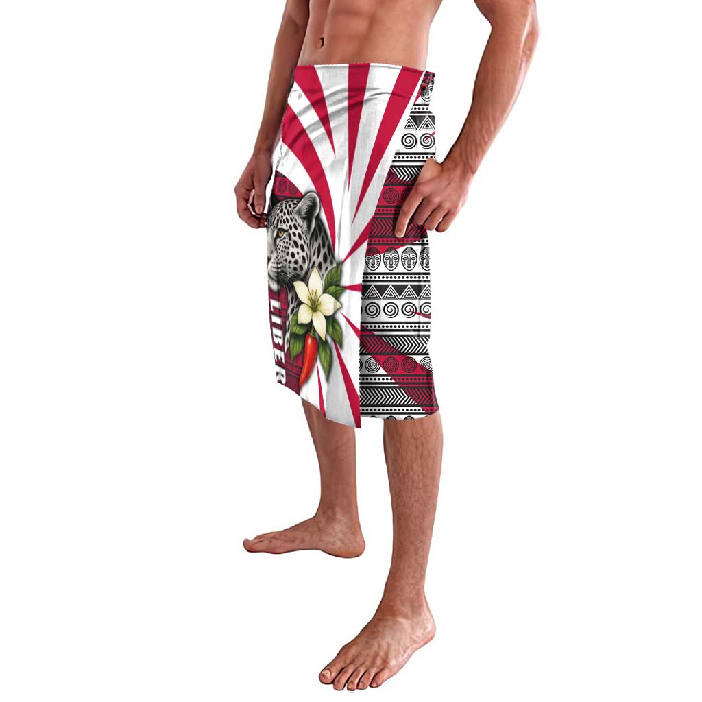 Liberia Lavalava with Leopard Head, White Lily, and Red Chili Tribal Design - Wonder Print Shop