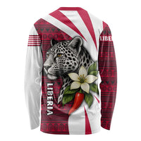 Liberia Long Sleeve Shirt with Leopard Head, White Lily, and Red Chili Tribal Design - Wonder Print Shop