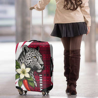Liberia Luggage Cover with Leopard Head, White Lily, and Red Chili Tribal Design - Wonder Print Shop