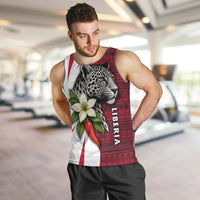 Liberia Men Tank Top with Leopard Head, White Lily, and Red Chili Tribal Design - Wonder Print Shop