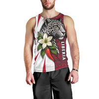 Liberia Men Tank Top with Leopard Head, White Lily, and Red Chili Tribal Design - Wonder Print Shop