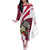 Liberia Off The Shoulder Long Sleeve Dress with Leopard Head, White Lily, and Red Chili Tribal Design - Wonder Print Shop