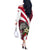 Liberia Off The Shoulder Long Sleeve Dress with Leopard Head, White Lily, and Red Chili Tribal Design - Wonder Print Shop