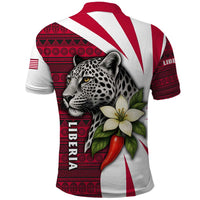 Liberia Polo Shirt with Leopard Head, White Lily, and Red Chili Tribal Design - Wonder Print Shop