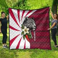 Liberia Quilt with Leopard Head, White Lily, and Red Chili Tribal Design - Wonder Print Shop