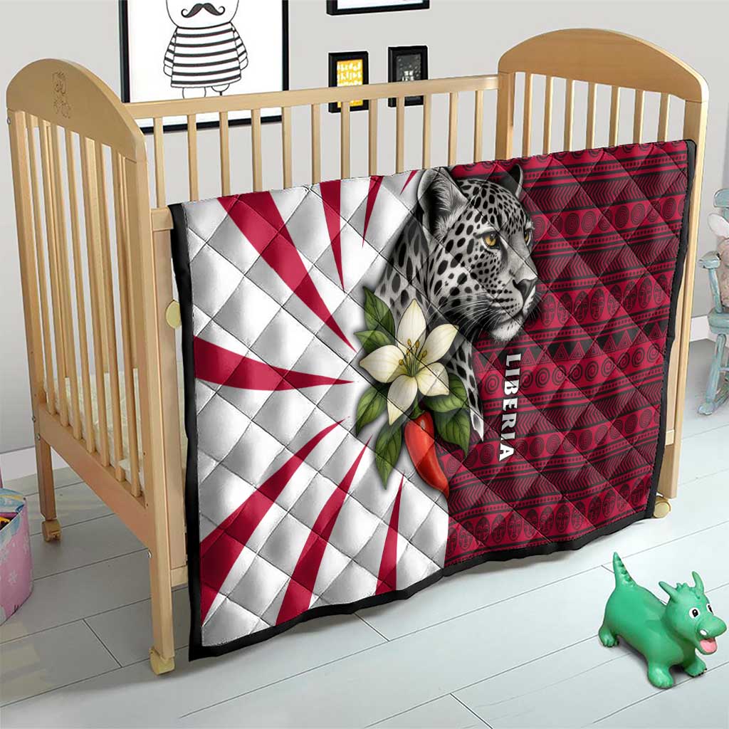 Liberia Quilt with Leopard Head, White Lily, and Red Chili Tribal Design - Wonder Print Shop