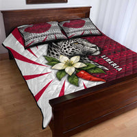 Liberia Quilt Bed Set with Leopard Head, White Lily, and Red Chili Tribal Design - Wonder Print Shop