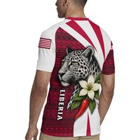Liberia Rugby Jersey with Leopard Head, White Lily, and Red Chili Tribal Design - Wonder Print Shop