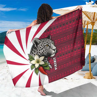 Liberia Sarong with Leopard Head, White Lily, and Red Chili Tribal Design - Wonder Print Shop