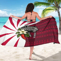 Liberia Sarong with Leopard Head, White Lily, and Red Chili Tribal Design - Wonder Print Shop